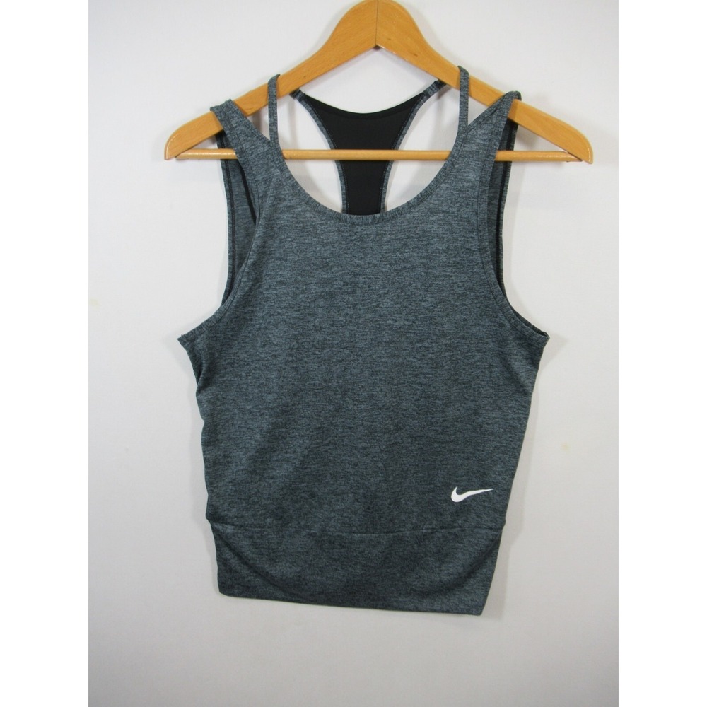 Nike Studio Cutout Training Tank Top Women Small Gray Racerback Dri-Fit 904460